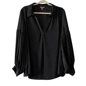 NWT Vince Camuto Silky Long Puff Sleeve Blouse in Black Sz. 3X